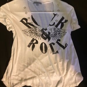 Charlotte Russe rock and roll shirt sleeved shirt size small